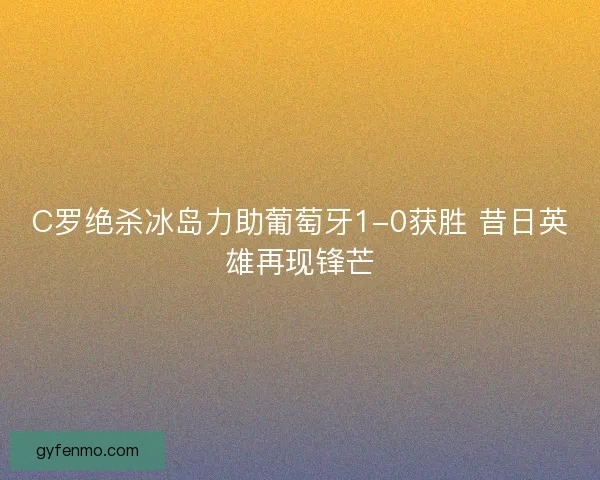 C罗绝杀冰岛力助葡萄牙1-0获胜 昔日英雄再现锋芒