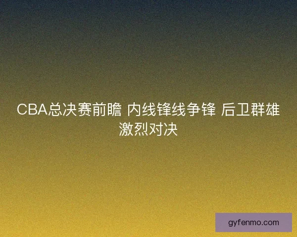 CBA总决赛前瞻 内线锋线争锋 后卫群雄激烈对决
