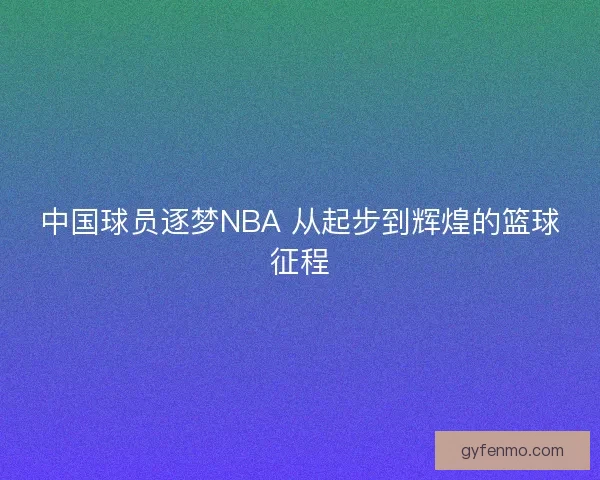 中国球员逐梦NBA 从起步到辉煌的篮球征程